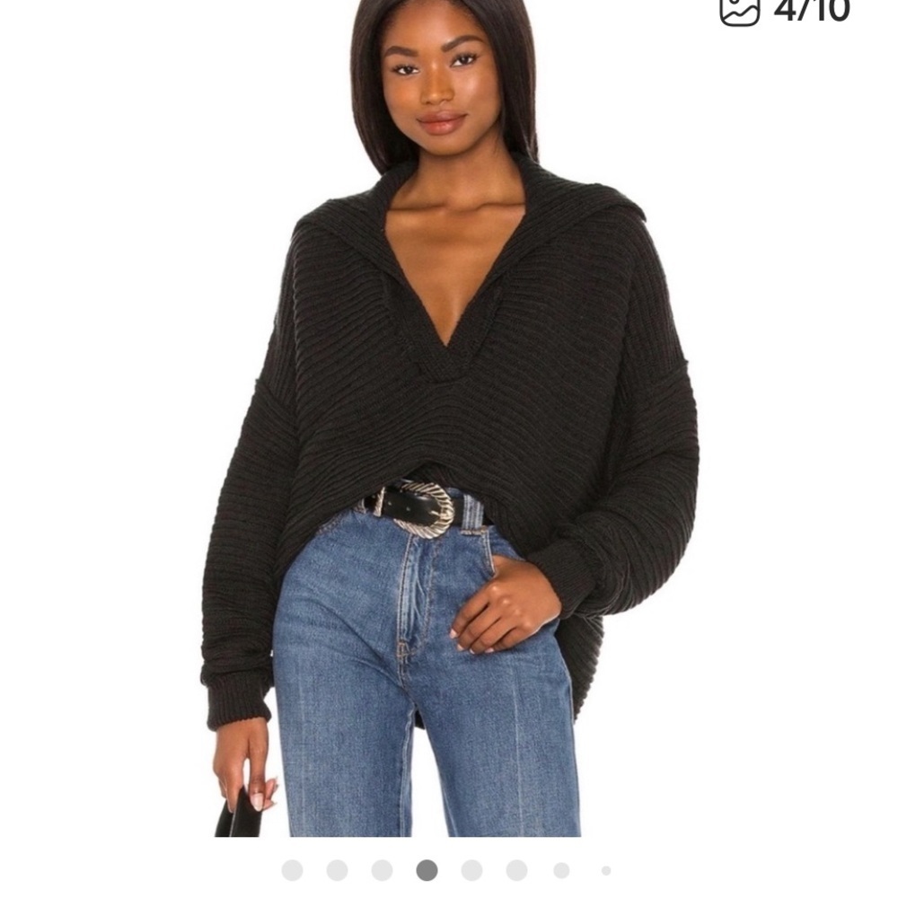 Free People Marlie
Black Fringed V Ribbed
Pullover $138 revolve knit casual